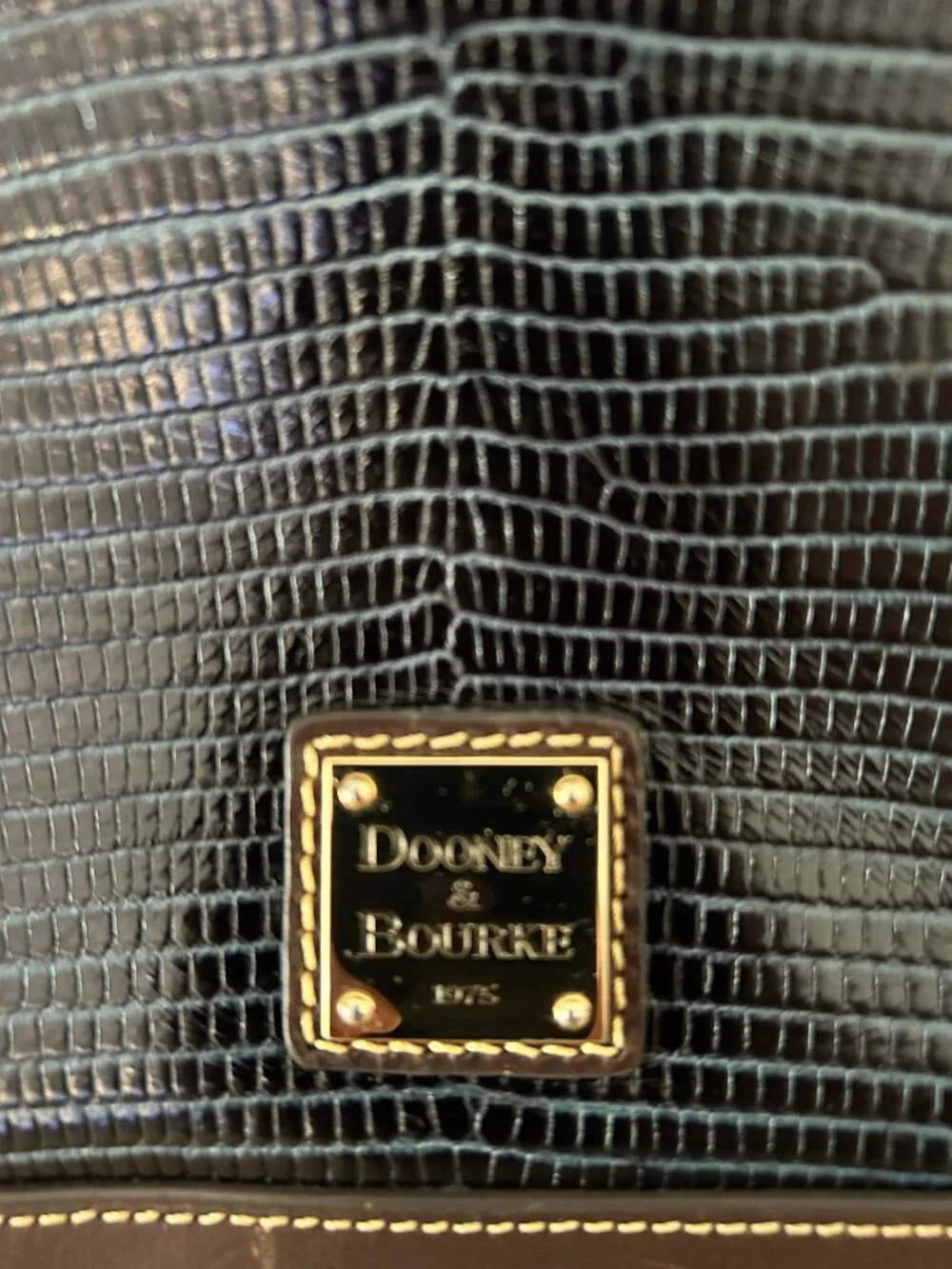 Dooney & Bourke Lizard Embossed Leather Domed Satchel Handbag